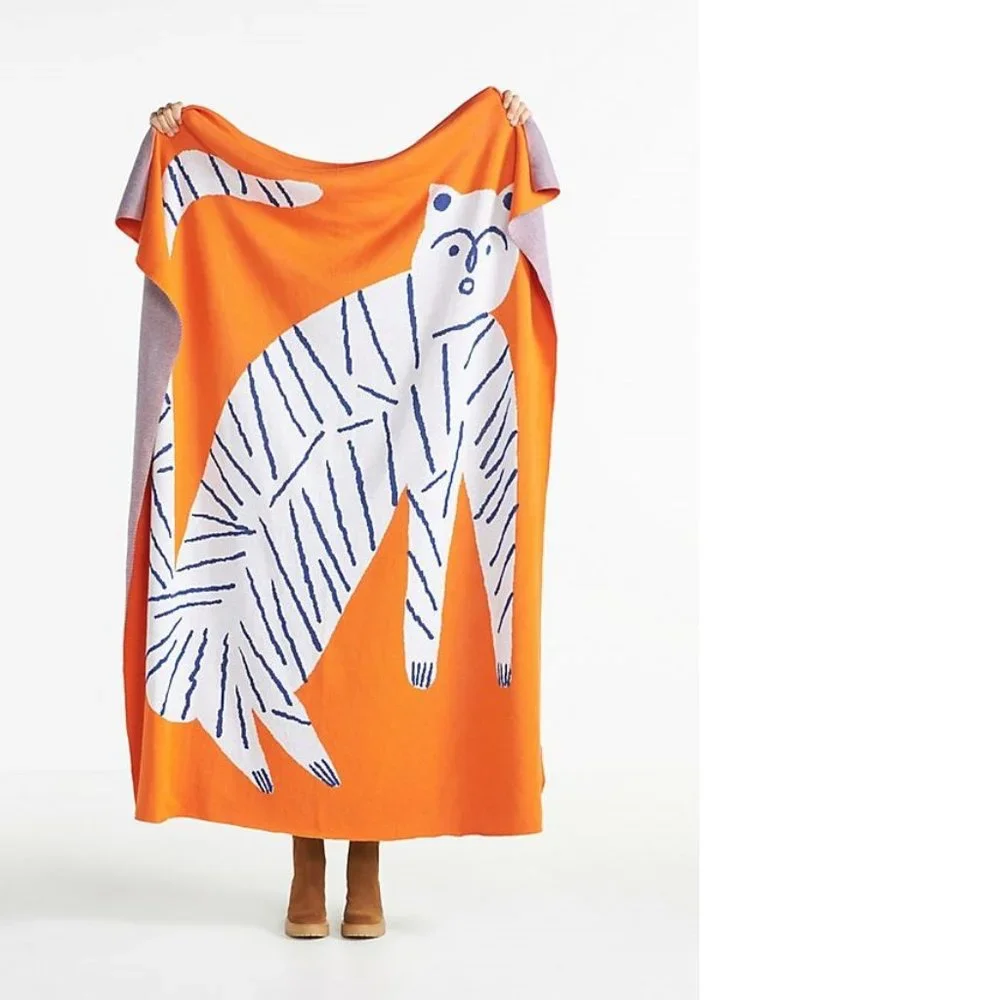 Anthropologie Marcello Velho Folksong Knit Throw Blanket